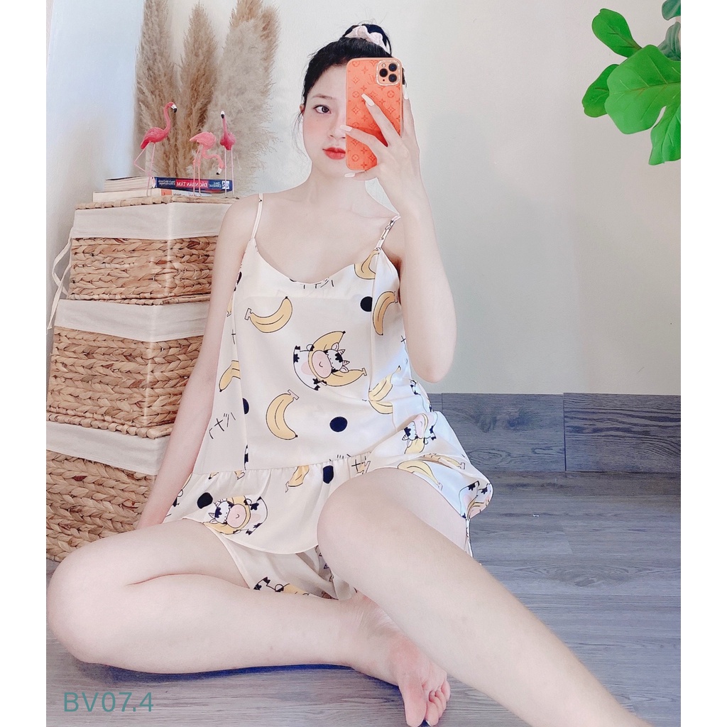Bộ Ngủ Hai Dây Baby Lụa Satin Cao Cấp - Bộ Đồ Pijama Boody BV06 | BigBuy360 - bigbuy360.vn