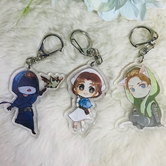 ( Mica trong ) Móc khóa mica trong acrylic quà tặng xinh xắn dễ thương anime chibi