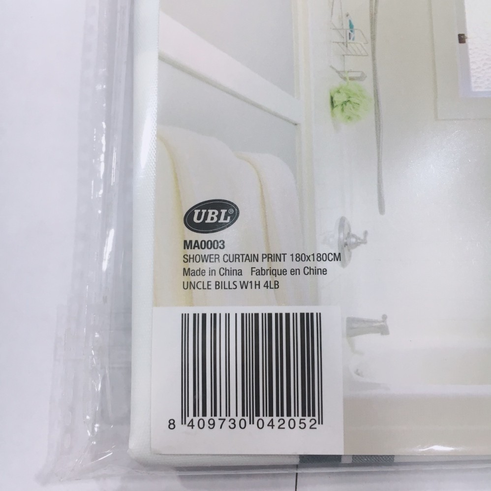 Rèm Tắm In Họa Tiết - Ô Vuông - 180 x 180 cm Uncle Bills MA0003
