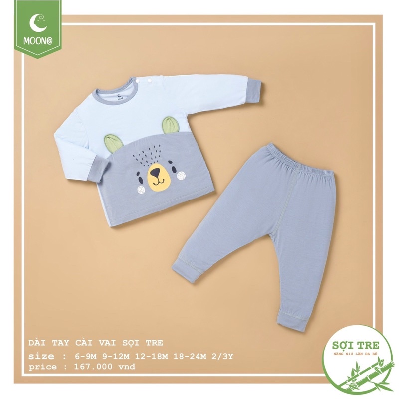 Bộ cài vai dài tay moon@ vải petit cho bé trai/bé gái