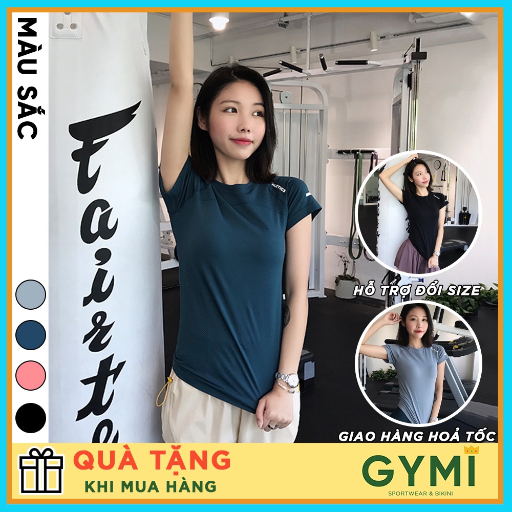 Áo tập gym yoga nữ GYMI AC09 Authentic dáng ngắn cộc tay thể thao chất dệt mịn ...