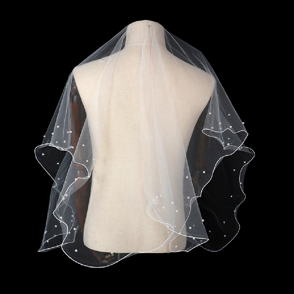 Mạng Che Mặt Đính Ngọc Trai Và Ruy Băng Đơn Giản Viền Mới Cho Cô Dâu Trong Studio