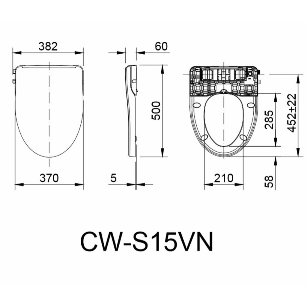 Nắp rửa cơ thông minh cao cấp Inax CW-S15VN, chính hãng bảo hành 02 năm