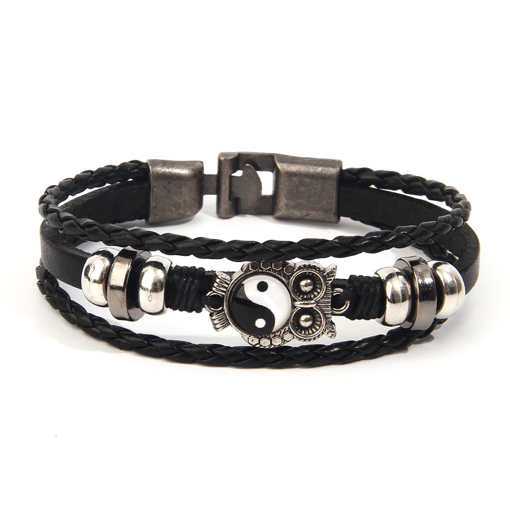 Vòng Tay Da Đính Hạt Phong Cách Âm Dương