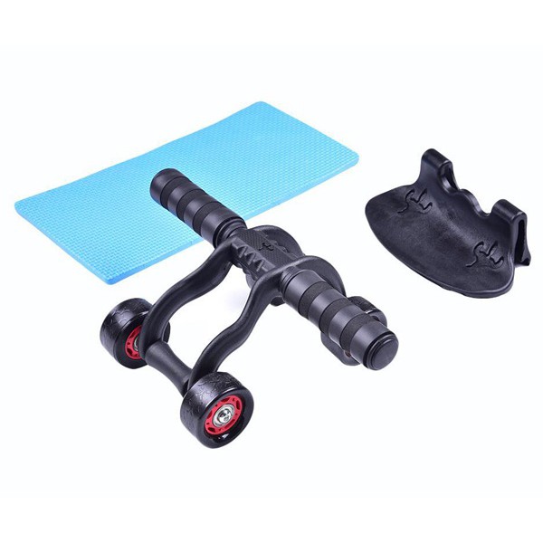 Con Lăn Tập Bụng 4 Bánh + Thảm Lót, dụng cụ tập thể dục, thể hình, dụng cụ tập cơ bụng, cơ tay