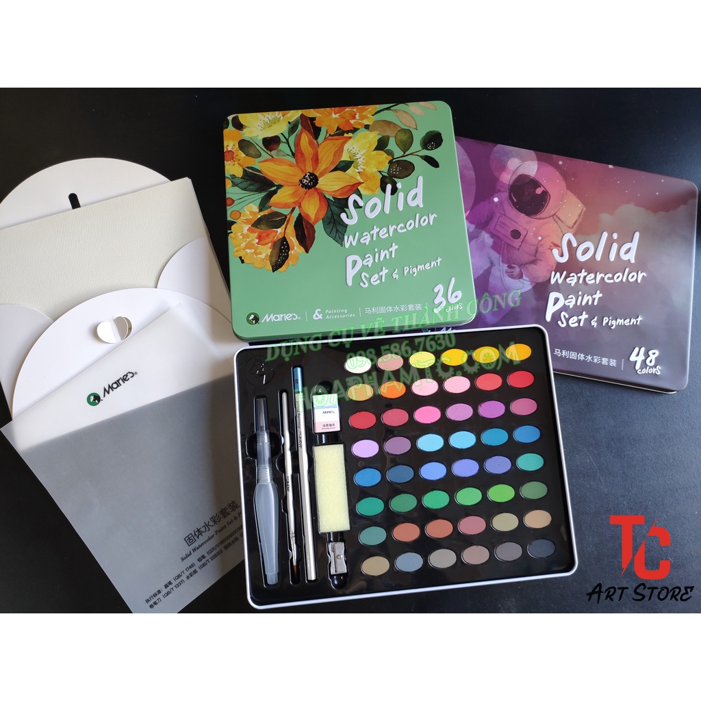 Handy Watercolor Travel Kit 18/25/33/42 Colors Solid Watercolor