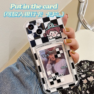 Ốp Điện Thoại Chống Sốc In Hình Cô Gái Nhỏ Sọc Caro Trắng Đen Cho iphone 12promax/13pro/11/xr/xs/max/6/7/8plus
