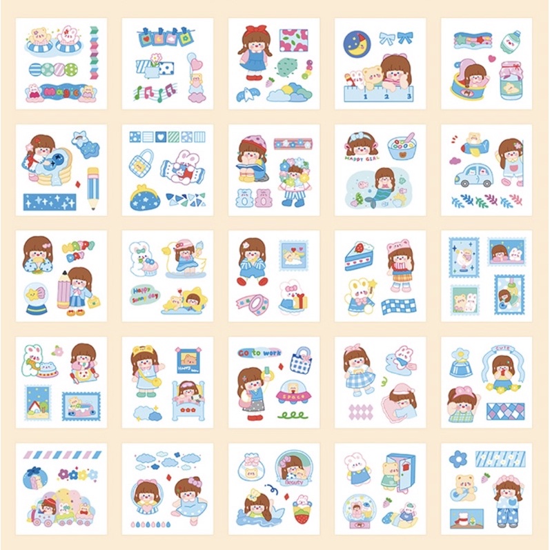 Sticker cute/Set 10 tấm hình dán Cute Cute Baby dễ thương trang trí sổ planner bullet journal Hàn Quốc Tẻn Tẻn