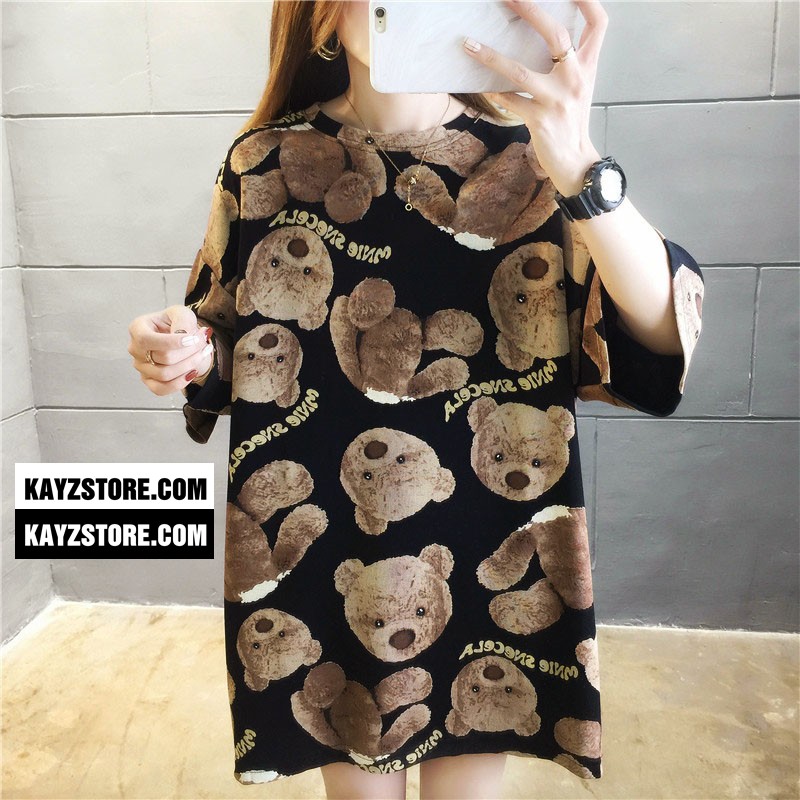 [FREESHIP] Áo Thun Form Rộng Tay Lỡ Unisex KAYZ Gấu Nâu Màu Đen | BigBuy360 - bigbuy360.vn