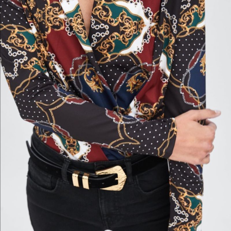 {03 màu} Áo bodysuit đắp vạt chéo dáng ôm xuất Âu (có sẵn)