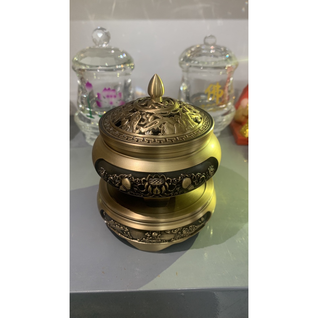 Lư xông trầm đồng - hoa sen cao cấp