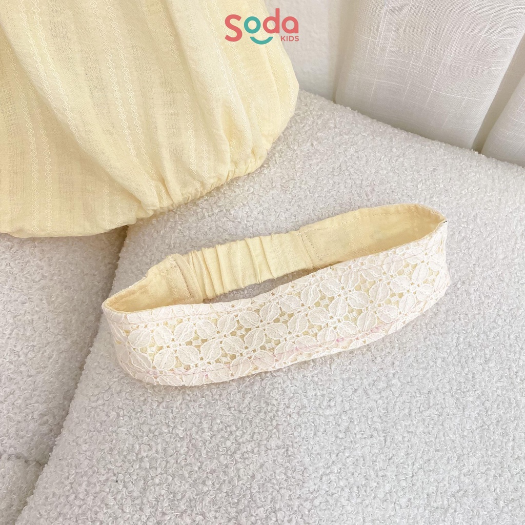 Body bé gái SODA KIDS kèm băng đô, chất liệu vải thô thêu mềm phong cách tiểu thư Hàn Quốc