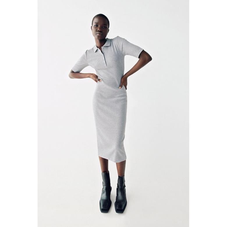 Zara Đức - Đầm váy Zara sale auth new tag cao cấp chính hãng polo có cổ thun gân ôm body dày dặn nút dáng bút chì 👗 *