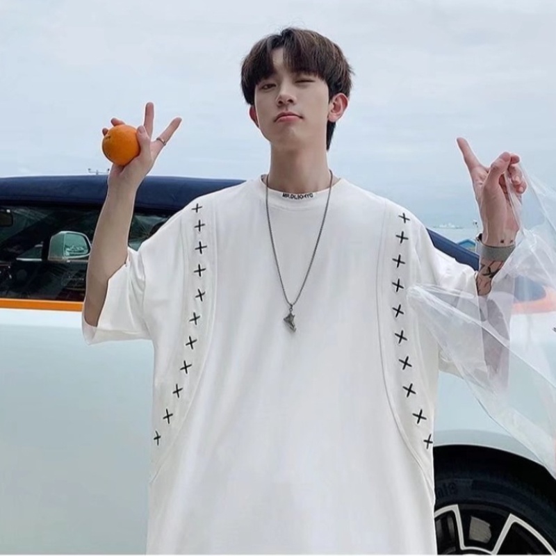 Áo Thun Tay Ngắn Cổ Tròn Dáng Rộng Thời Trang Mùa Hè Phong Cách Nhật Bản Cho Nam Size M-3XL