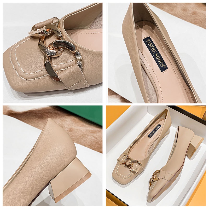 ZTAIXIELUA Giày Cao Gót Mũi Vuông Thời Trang Hàn Quốc Cho Nữ Size 35-42