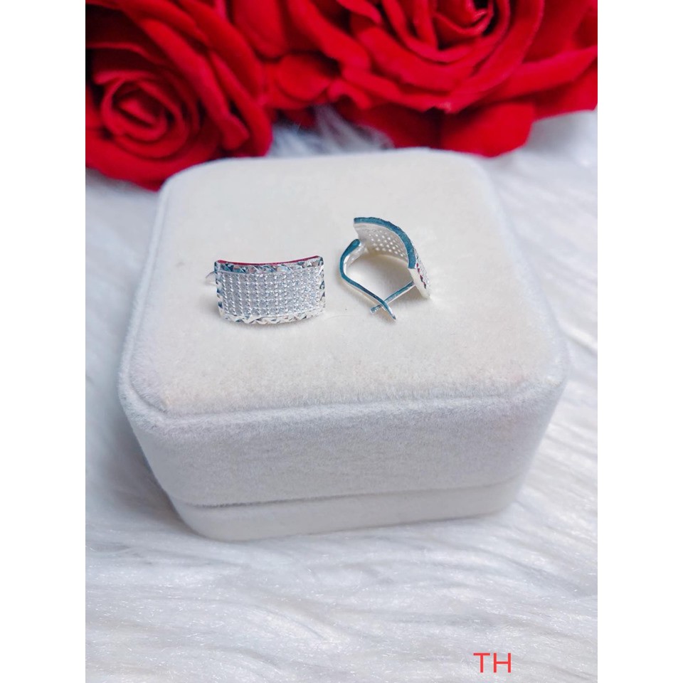 Bông tai nữ ôm sát 5 hàng đá bạc ta