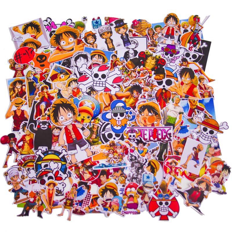 Set miếng dán Sticker anime One piece trọn bộ 50 hình - In rõ ràng sắc nét khó tróc
