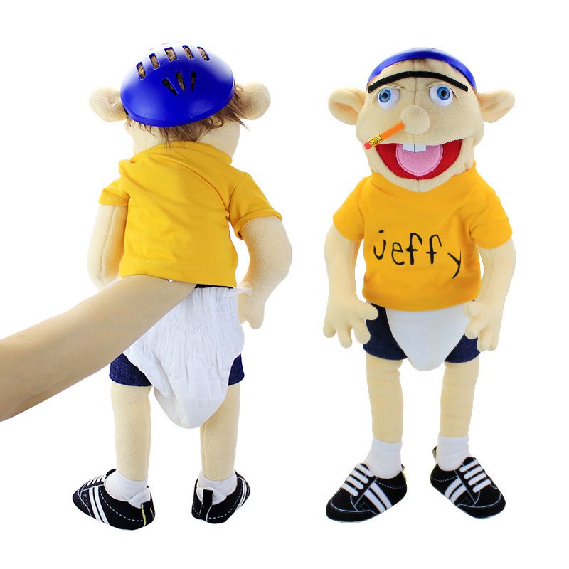 58cm Large Jeffy Boy Hand Puppet Children Soft Doll Talk Show Party Props Christmas Doll Plush Toys Puppet Kids Gift