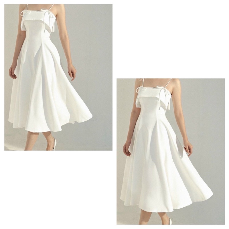 Đầm trắng hai dây xoè cotton cao cấp