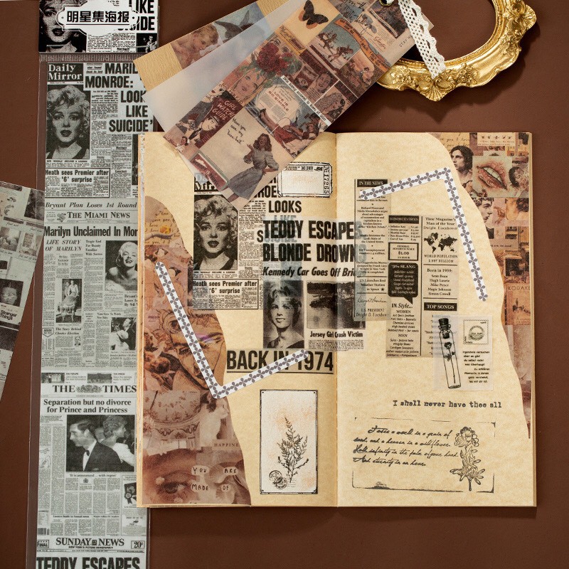 Sticker dài phong cách vintage dán sổ bullet journal S12 Taro Stationery