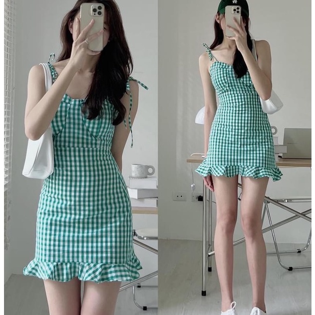 Váy 2 dây có dây điều chỉnh xinh xắn phong cách HÀn Quốc