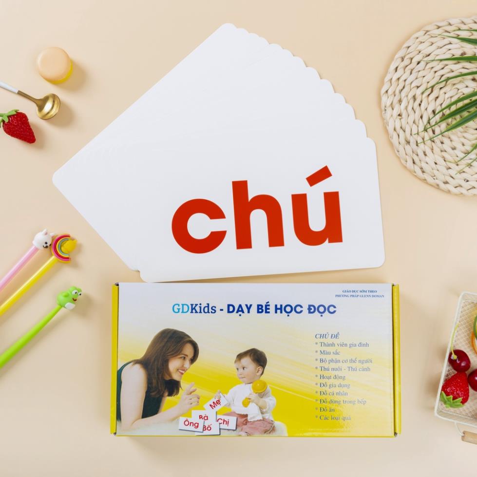 Flashcard - Dạy Trẻ Học Đọc Glenn Doman - Bộ 100 thẻ học thông minh phát triển ngôn ngữ cho trẻ từ 0-6 tuổi