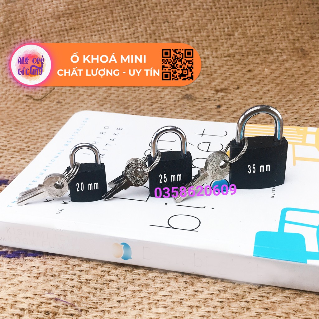 Ổ Khóa Mini 3,5 x 2 cm Sử Dụng Cho Khóa Tủ nhỏ, Khóa Vali Du Lịch , Khóa Con Heo Chứa Tiền, Khóa Balo Màu Đen