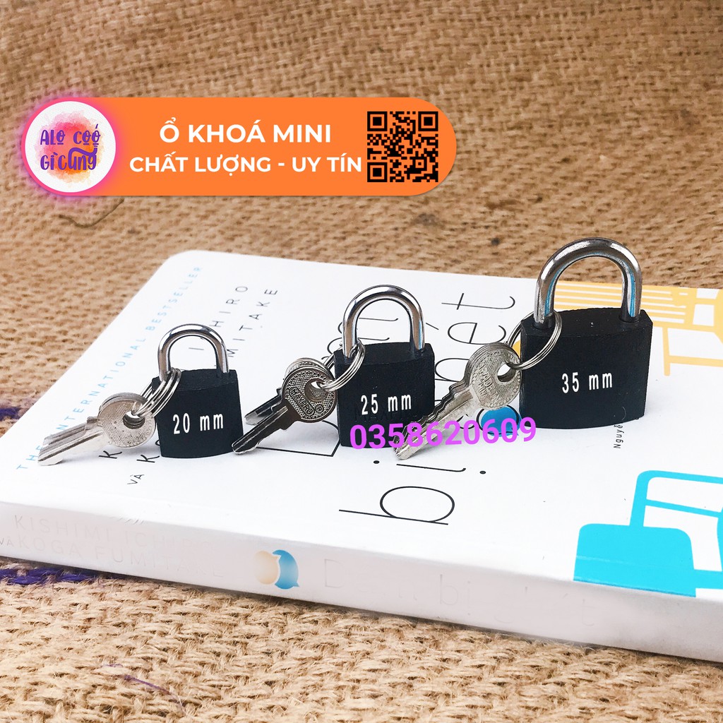 Ổ Khóa Mini 3,5 x 2 cm Sử Dụng Cho Khóa Tủ nhỏ, Khóa Vali Du Lịch , Khóa Con Heo Chứa Tiền, Khóa Balo Màu Đen