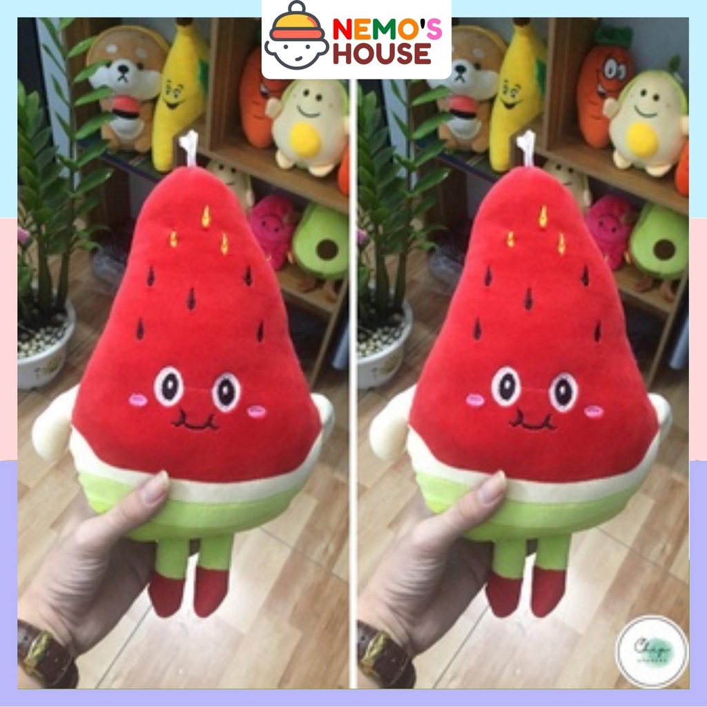 Dưa hấu bông mềm mịn cute giá rẻ, thú nhồi bông mini đáng yêu cho bé