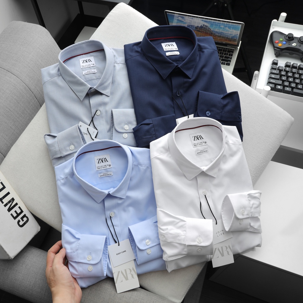 Aó sơ mi nam dài tay dư xịn ZR,Chất vải cotton lụa chống nhăn,Form Slimfit,thấm hút mồ hôi,hàng VNXK