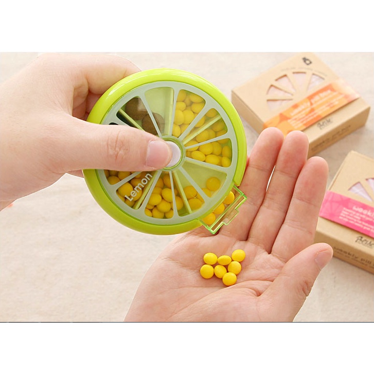 Hộp đựng thuốc hình tròn nhỏ chia 7 ngày, đồ dùng gia đình tiện dụng E846