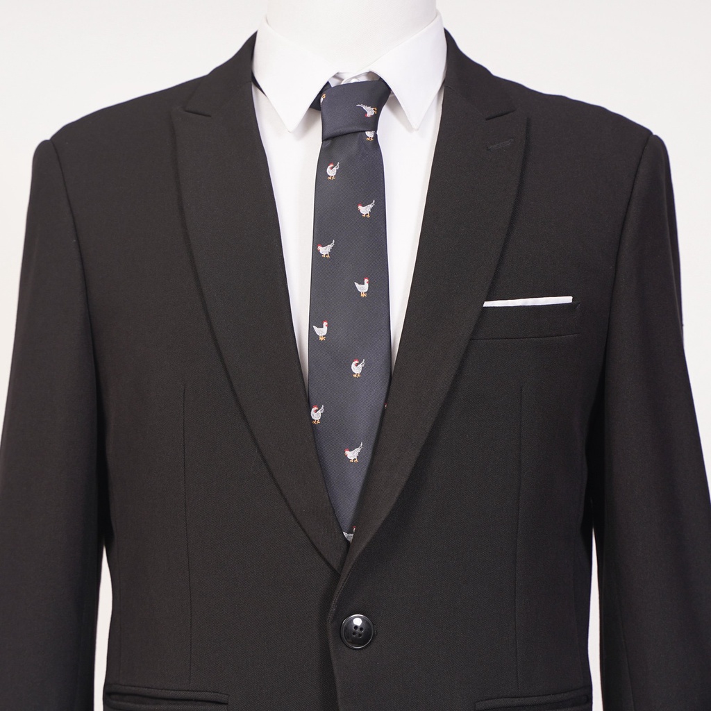 Áo vest nam The Suits House đen cổ điển, vải dày, fit