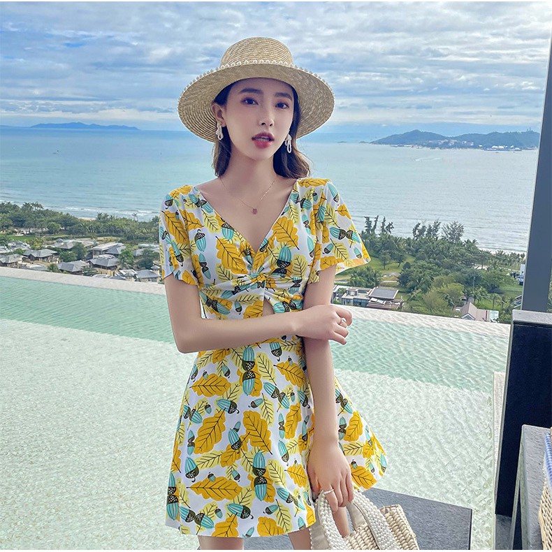 Đồ Bơi Áo Tắm Nữ Kín Đáo Dạng Váy Có Tay CHe Bụng Béo | BigBuy360 - bigbuy360.vn