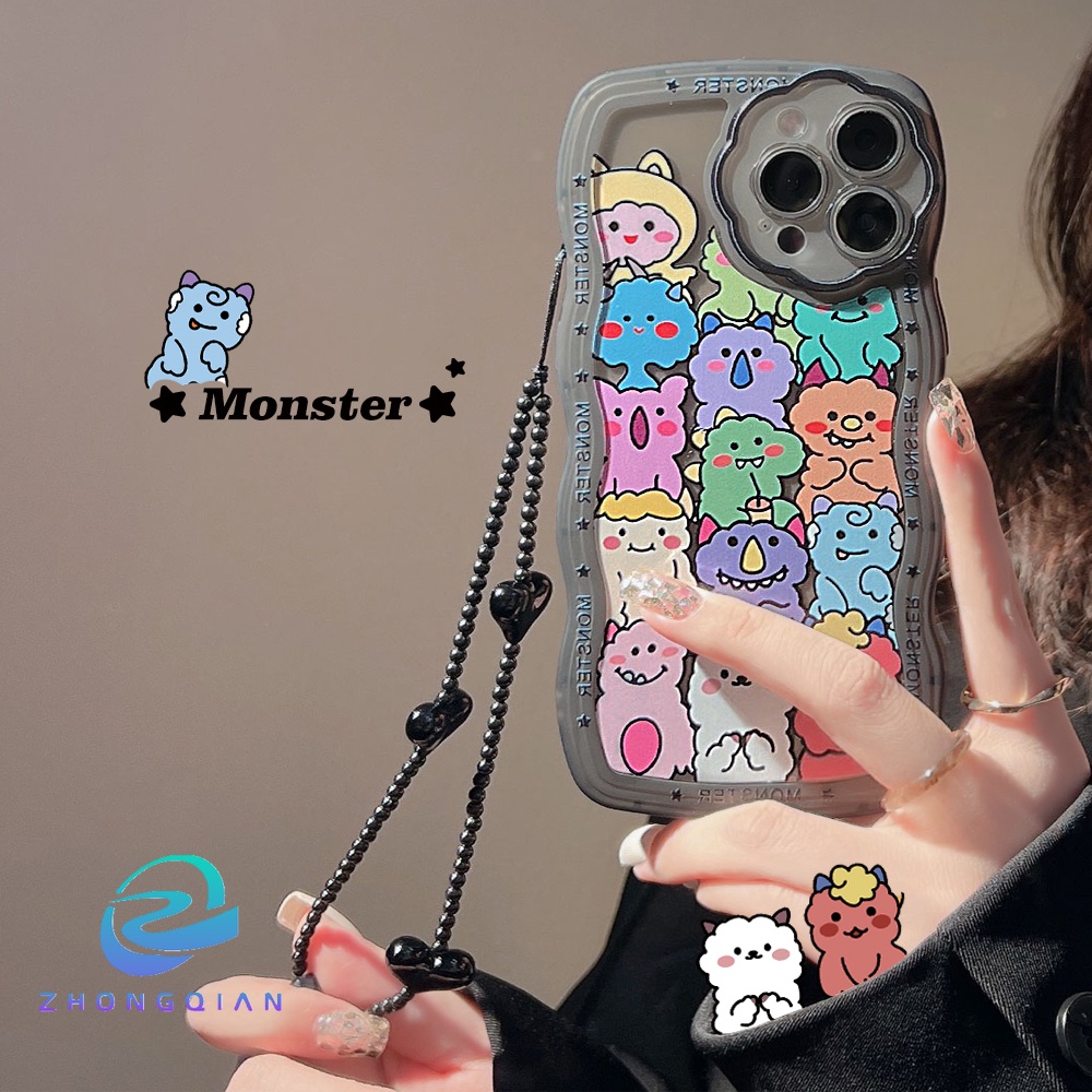 Ốp Điện Thoại Mềm Họa Tiết Quái Vật Có Dây Đeo Cho iPhone 13 12 11 Pro XS Max X XR 7 8 plus