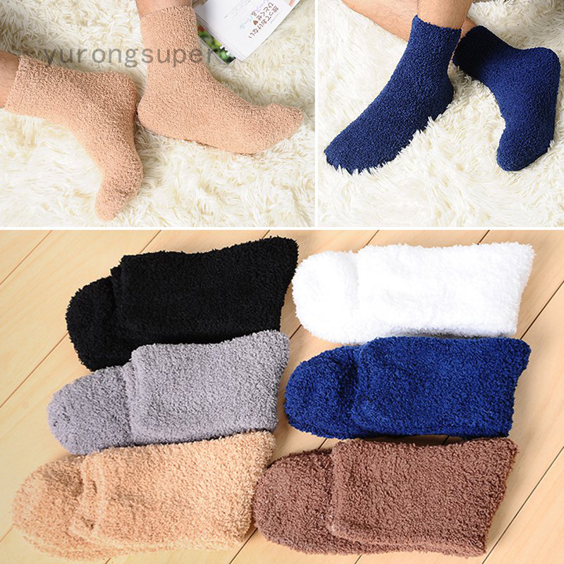 Đôi vớ đi ngủ mang trong nhà giữ ấm chất liệu vải mềm mại đàn hồi thoáng khí màu trơn dành cho nam