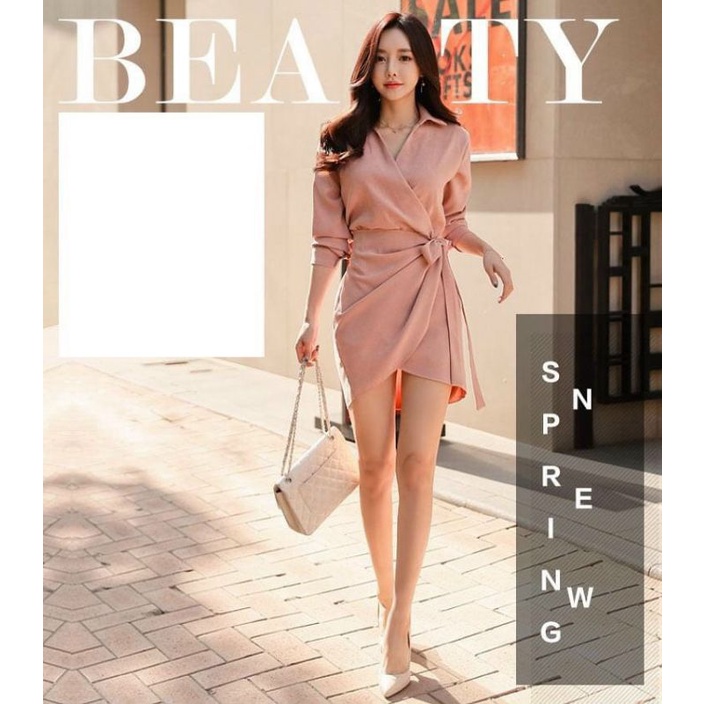 Đầm công sở CỔ SƠ MI VẠT ĐẮP CHÉO