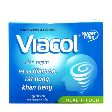 Kẹo ngậm Viacol thảo mộc Vietnat không đường giảm ho đau họng - hộp 20 viên