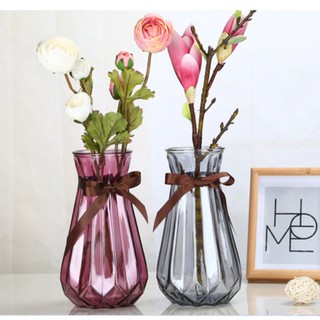 Lọ hoa bình bông thủy tinh khía đẹp BH031-3(vàng, trong) - Bình Cắm Hoa