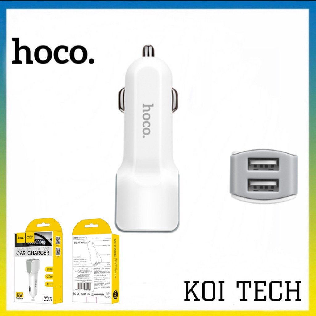 Tẩu sạc nhanh oto hoco z23 2 cổng sạc - cốc sạc điện thoại trên xe hơi - vienthonghn