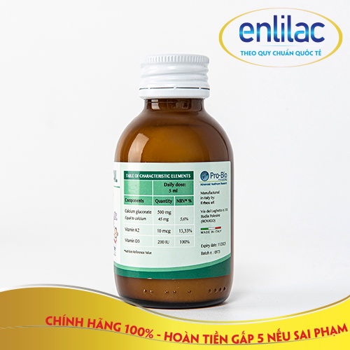 Siro Bone Cal bổ sung Canxi, Vitamin D3, K2 kích thích răng, xương chắc khỏe, phát triển chiều cao chai 100ml Italy