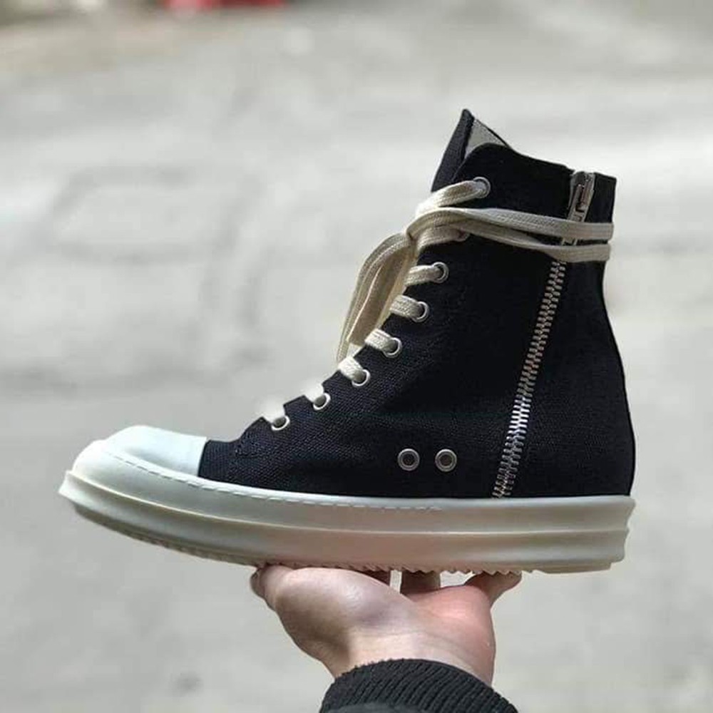 Giày Rick Owen High Sneaker Nữ - Giày Thể Thao RO Cổ Cao Màu Đen Kem Đế Thơm Vani [FREE SHIP + HỘP GIÀY + HỘP BẢO VỆ]