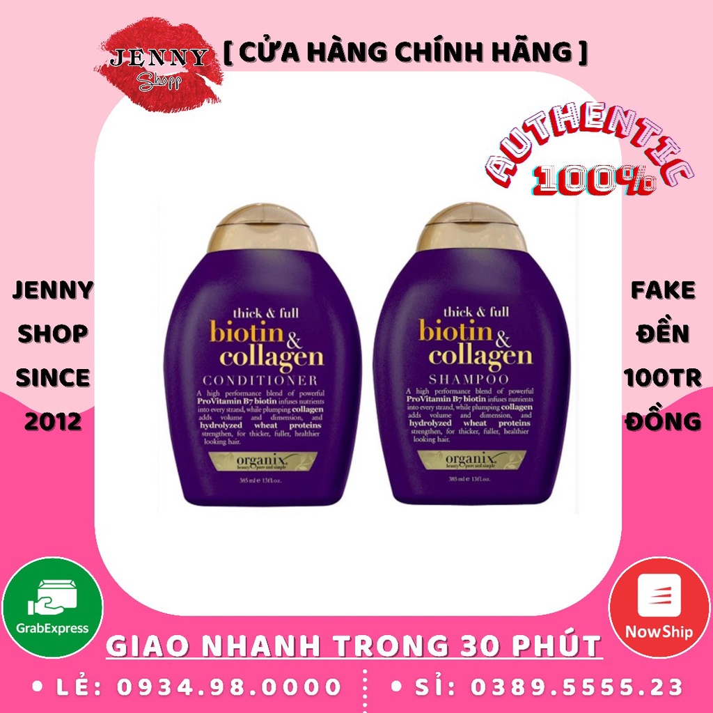 Cặp Dầu Gội Xả OGX Biotin Collagen Shampoo &amp; Conditioner