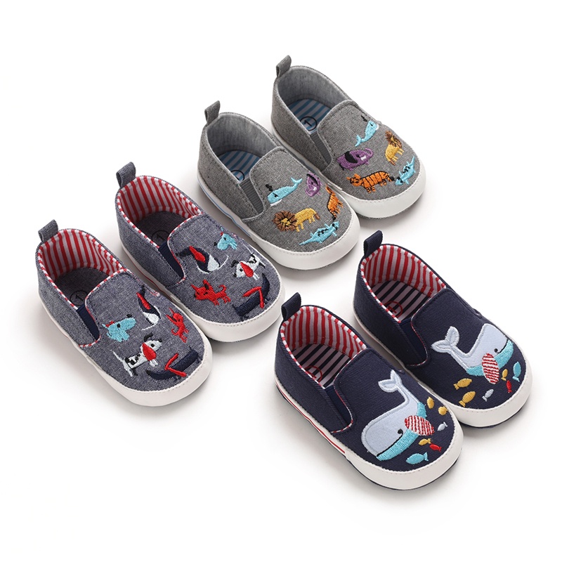 Giày Cotton Chống Trượt In Họa Tiết Hoạt Hình Dễ Thương Cho Bé Trai Gái Từ 0-18 Tháng Tuổi