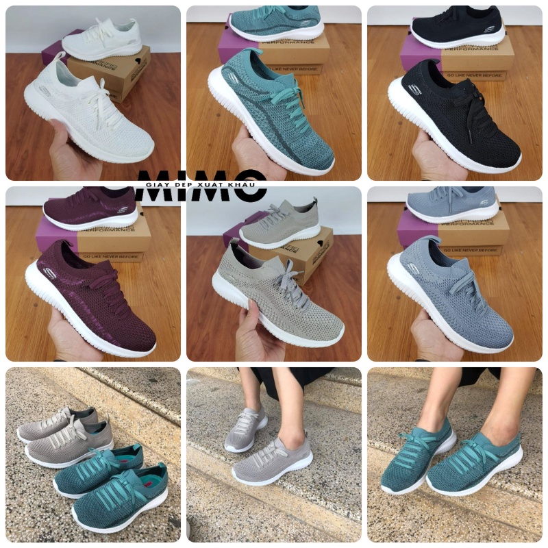 Giày Skechers giả dây êm nhẹ, thoáng khí, kiểu dáng thời trang cho nữ