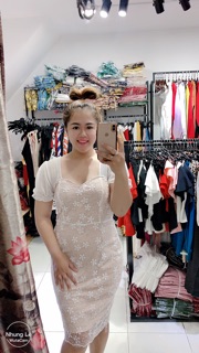 Bigsize Đầm ren phối lưới trắng D19