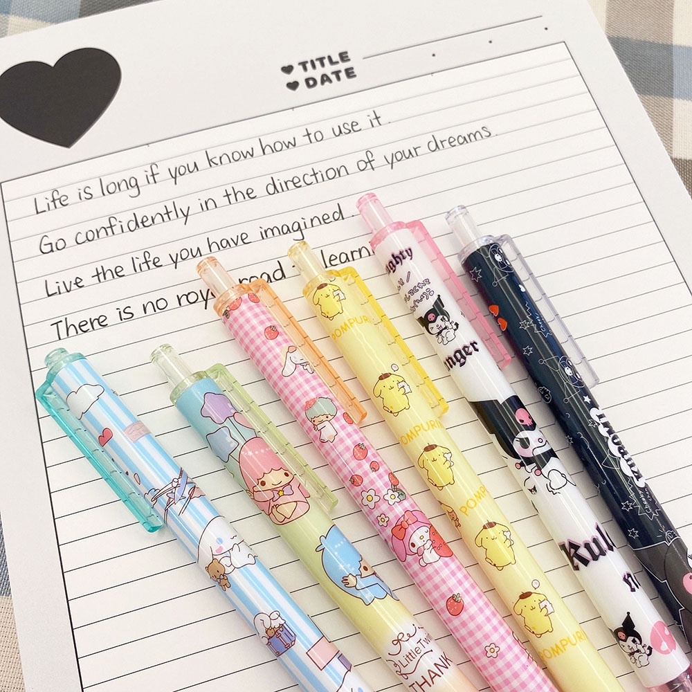 Annami Cute Gel Pen Sanrio Cinnamoroll Kuromi 0.5mm Retractable Gel Pen Refill Pen School Office Supplies