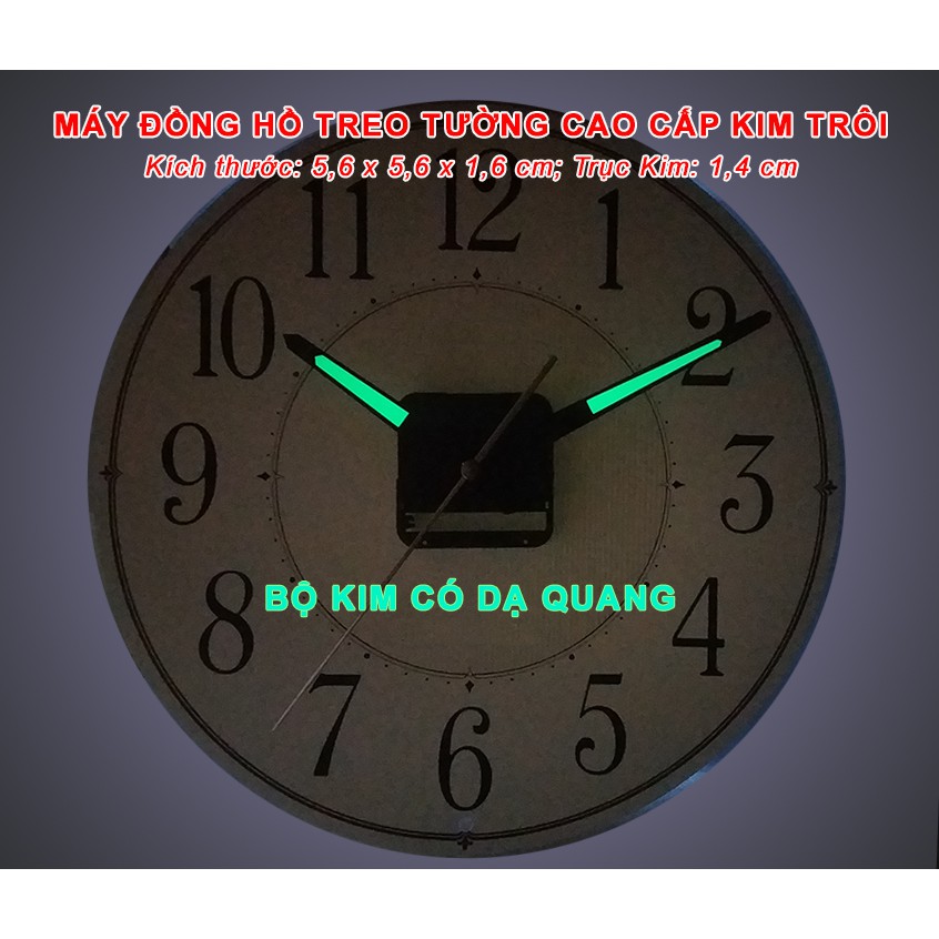 Máy Đồng Hồ Treo Tường KIM TRÔI Cao Cấp EASTAR – Kim Màu ĐEN Có DẠ QUANG - Bảo Hành 1 Năm – Tặng Pin Maxell