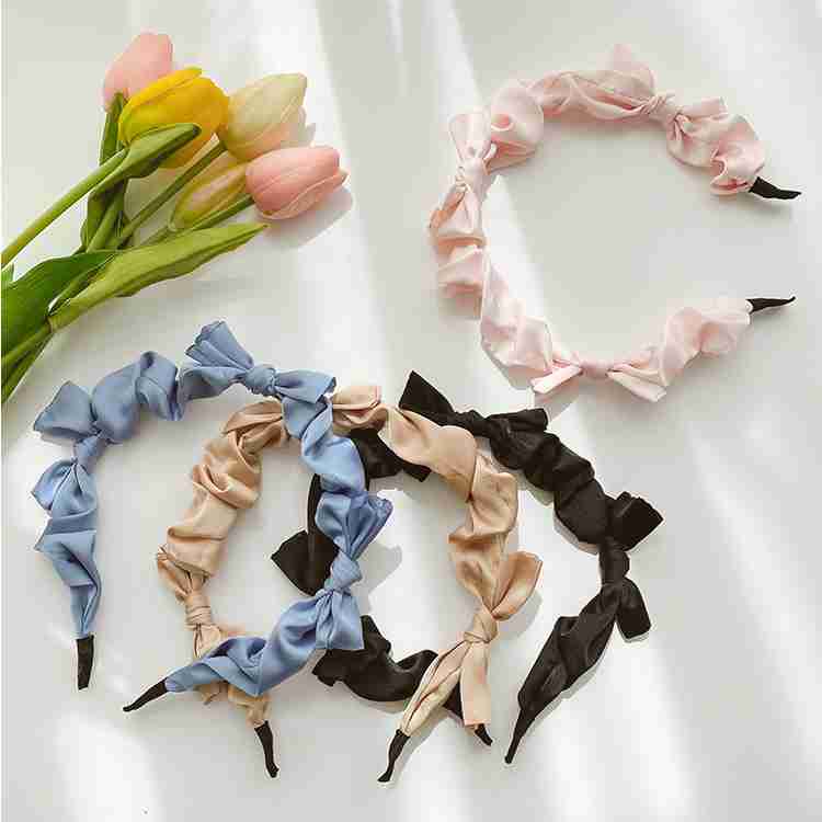 Summer Headband Satin Folds Bow Headband Female Hairpin