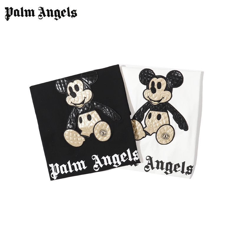 Palm Angels Mickey Embroidery Short Sleeve T-shirt Casual Tee Unisex Tops