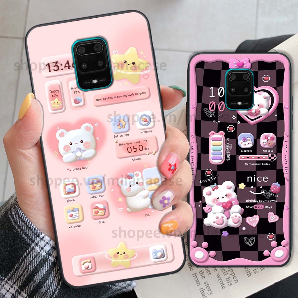 Ốp Xiaomi Redmi Note 9 / Note9s / Note 9 Pro hình đồng hồ icon gấu mèo cute cực dễ thương ngộ nghĩnh